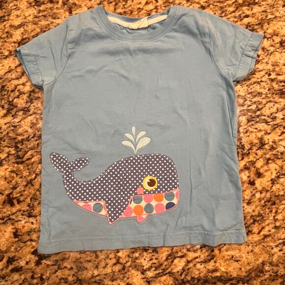 Mini Boden Girls 5-6 Wale Shirt Short Sleeve Blue Colorful Poke Dots - Picture 2 of 8